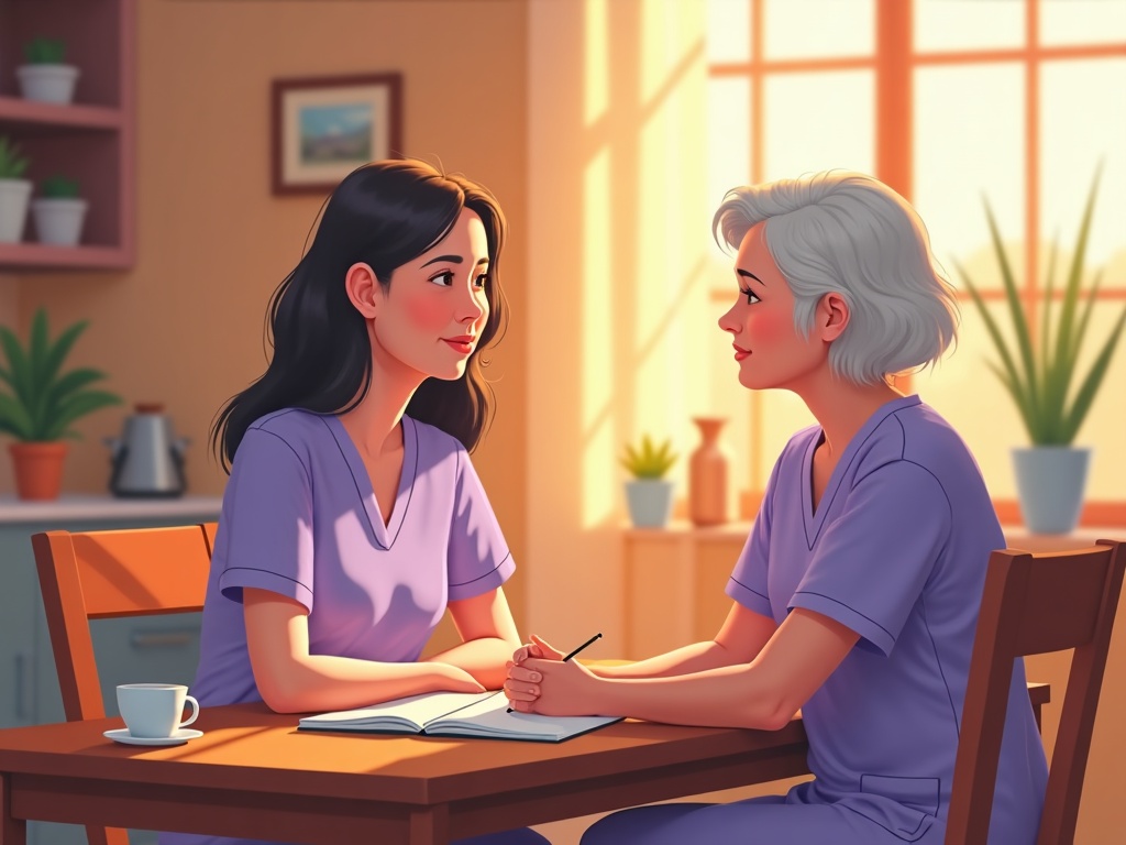 A hospice nurse checking on an elderly patient at home as part of what to do if symptoms worsen on hospice support provided by the care team