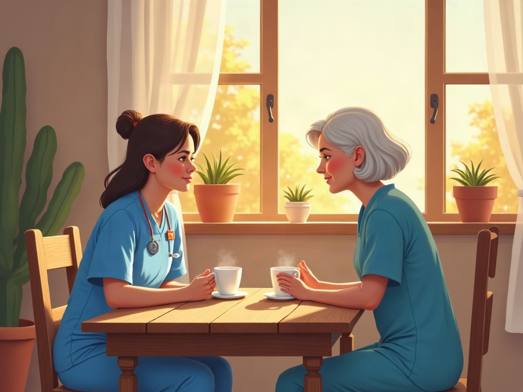 a hospice nurse providing compassionate bedside comfort care at home, illustrating what families face when asking should a dying patient be tube fed