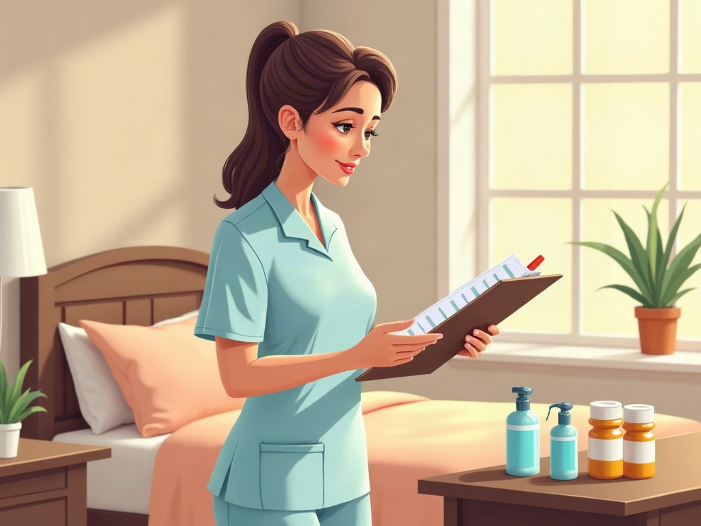 A hospice nurse providing compassionate end-of-life comfort care, illustrating how does hospice sedate patients is a common fear replaced by the reality of gentle, dignified pain management