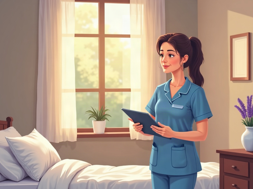 being an advocate in the hospital for a dying parent — A family member sitting beside an elderly parent in a peaceful hospice room, showing what it means to serve as an advocate in the hospital for a dying parent during their final days.